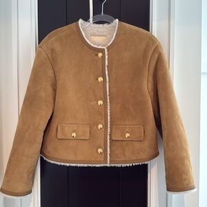 Nili Lotan Zanie Short Shearling Suede Coat Jacket